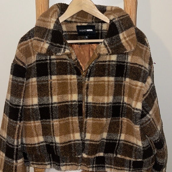 Fashion Nova Jackets & Blazers - Flannel Deep Pile Teddy Jacket